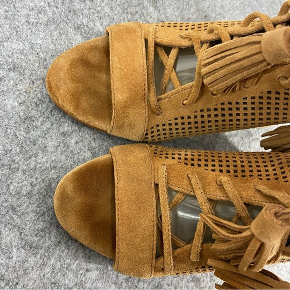 Marc Fisher Shaini Dark Tan Suede Lace Up Heels Women’s Size 7M - Picture 8 of 10